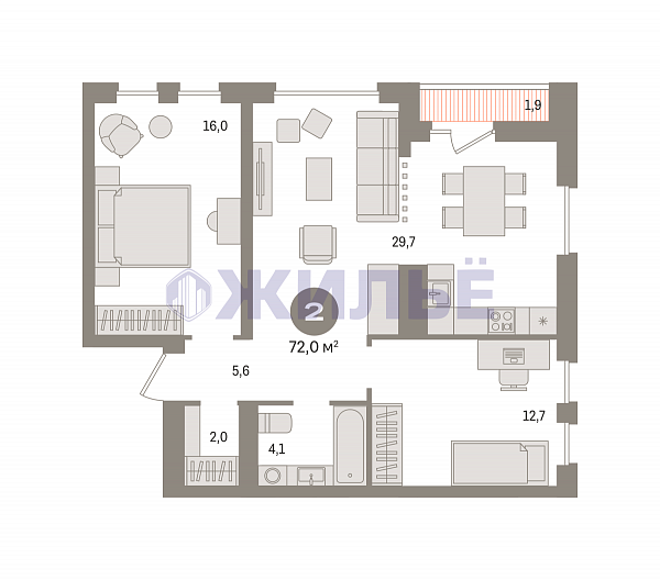 фото 2-к квартира в Новин, 71 кв.м., Северный жилой, ул. Игоря Киртбая, стр 7