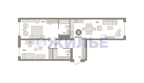 фото 2-к квартира в Новин, 85 кв.м., Северный жилой, ул. Игоря Киртбая, стр 7